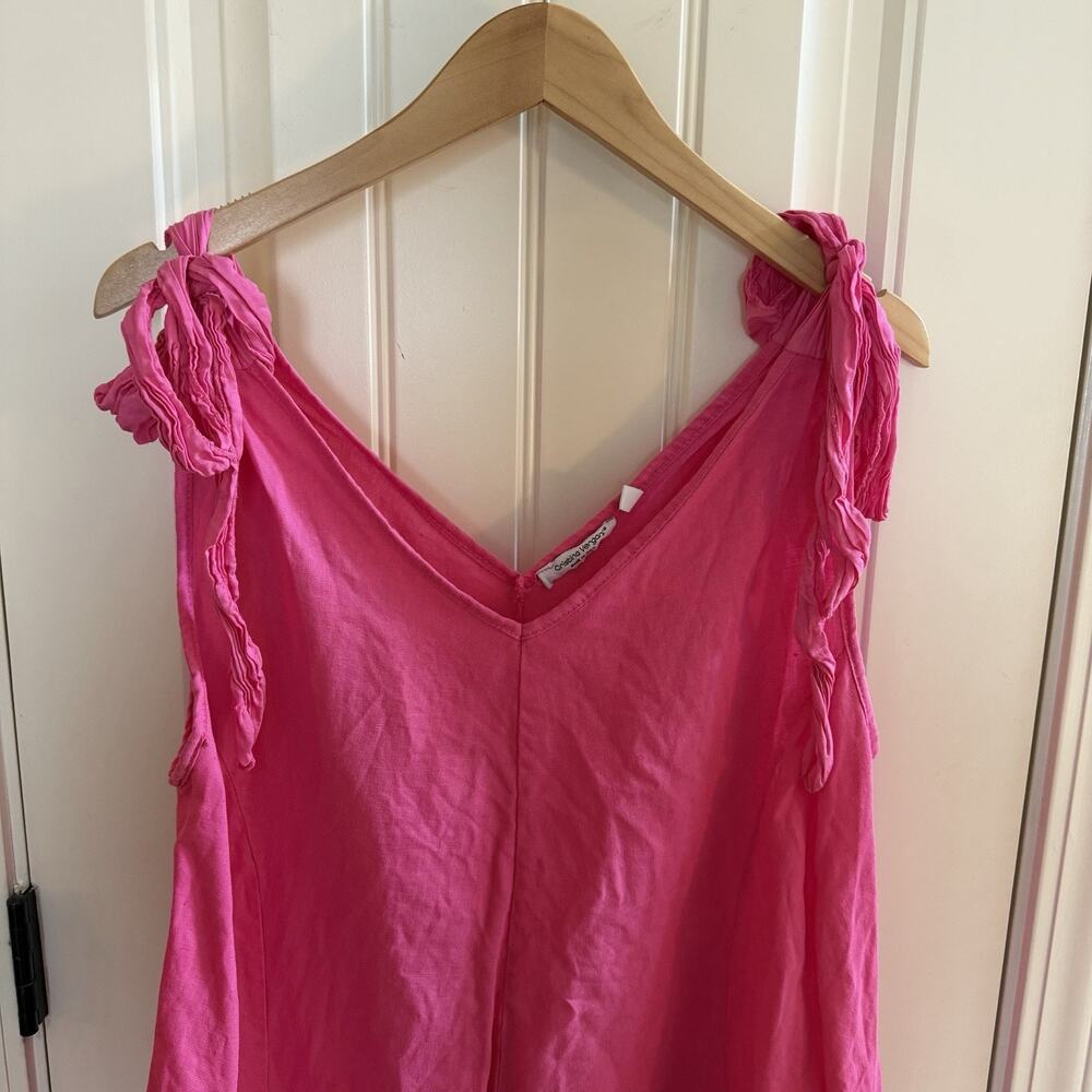 Cristina Vergani 100% Linen Women’s Sleeveless Pink High Low Maxi Dress Sz XL - Picture 2 of 11